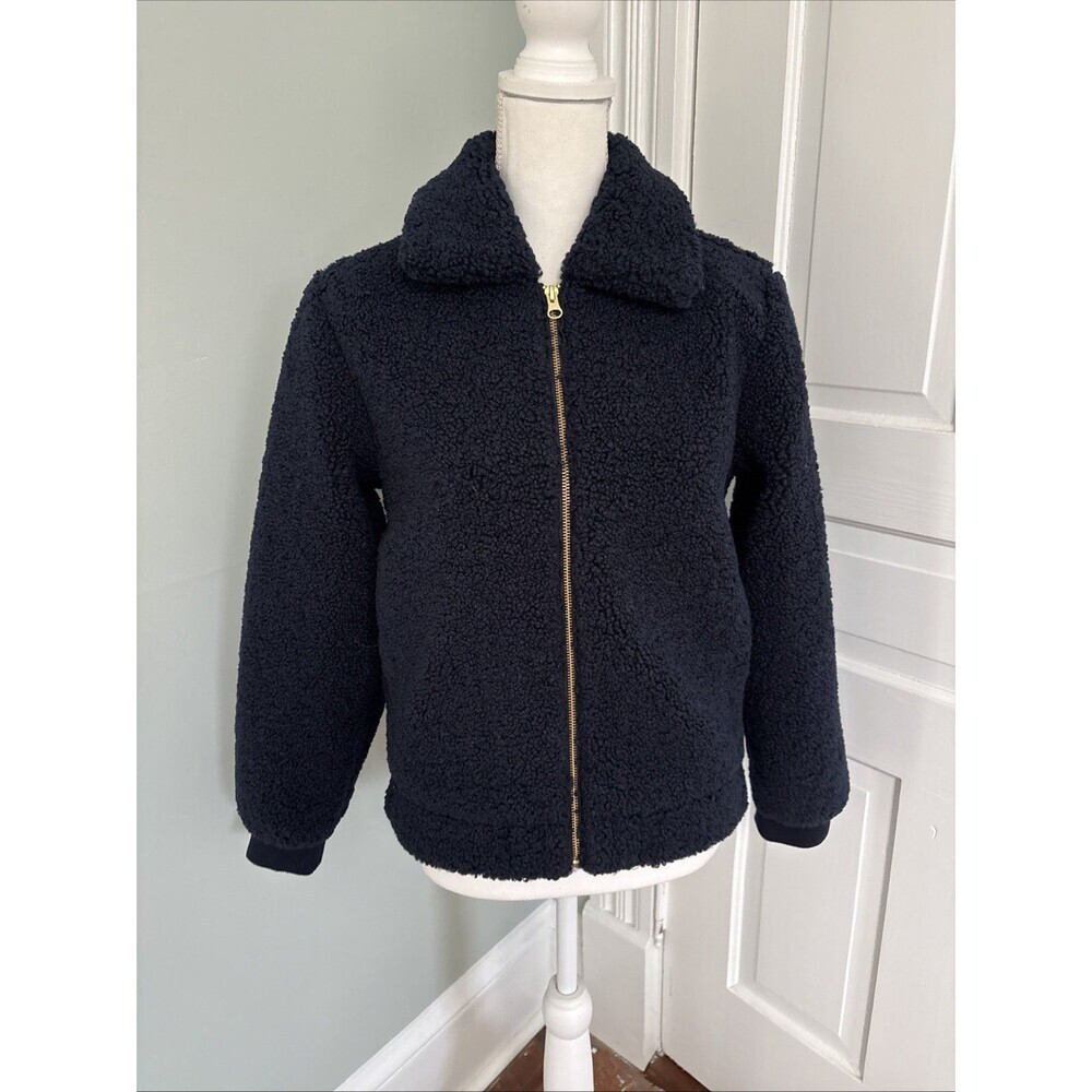 J.Crew‎ Crewcuts Girls Boucle Navy Zipper Jacket Size 14 Soft Warm Preppy